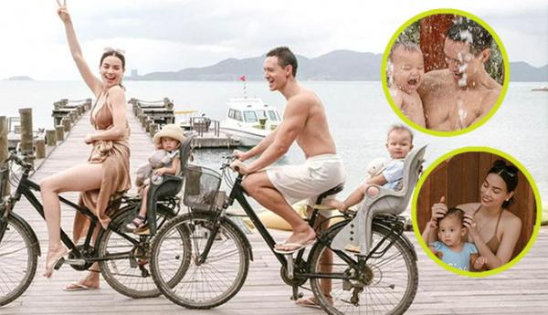 Hồ Ngọc Hà - Kim Lý đạp xe đi biển: Gia đình cực phẩm là đây