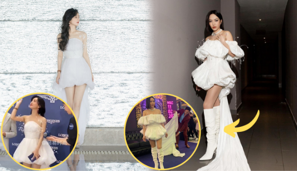 Váy tà dài 2m ''quét sạch'' thảm đỏ của Diệu Nhi hao hao Triệu Lệ Dĩnh
