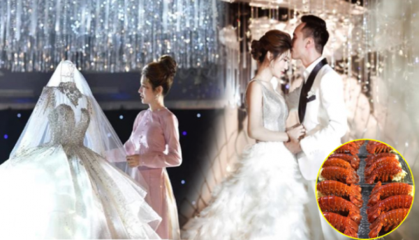 Đám cưới tiền tỷ ở Hà Nội: Cỗ toàn tôm hùm size bự, váy cưới xa xỉ