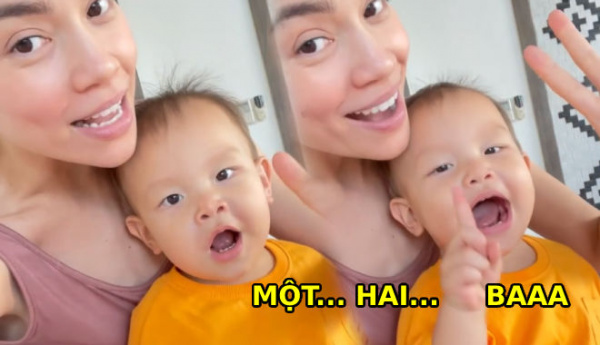 Học theo chị gái, Leon nay đã biết đếm 1 2 3: Mẹ Hà mừng hết lớn