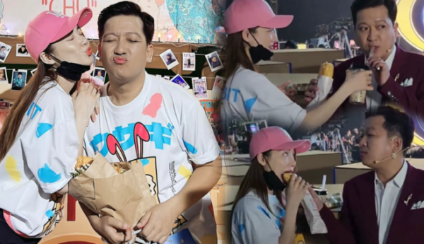 Trường Giang - Nhã Phương ăn chung 1 ổ bánh mì, uống cùng ly trà sữa