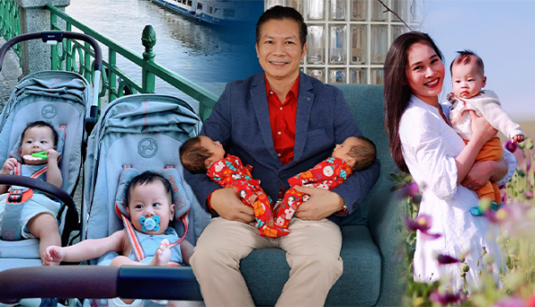 Cặp song sinh của Shark Hưng và vợ trẻ: Cùng bố mẹ du lịch muôn nơi