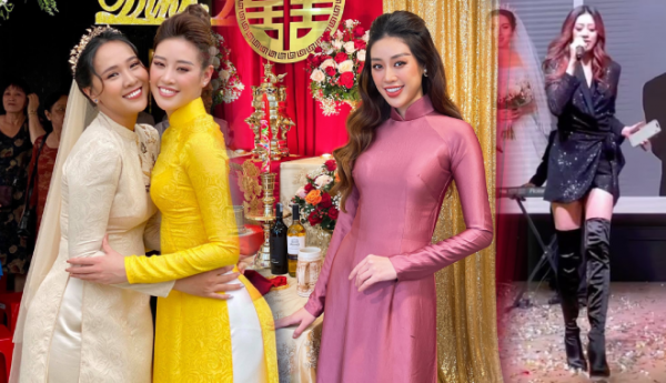 Style đi dự đám cưới của Khánh Vân: Hết vàng chói lại hồng cánh sen