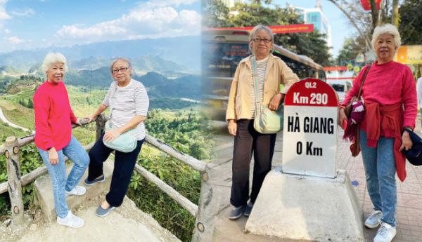 Đôi bạn thân 70 tuổi vẫn sung sức, cùng dắt tay nhau đi phượt Hà Giang