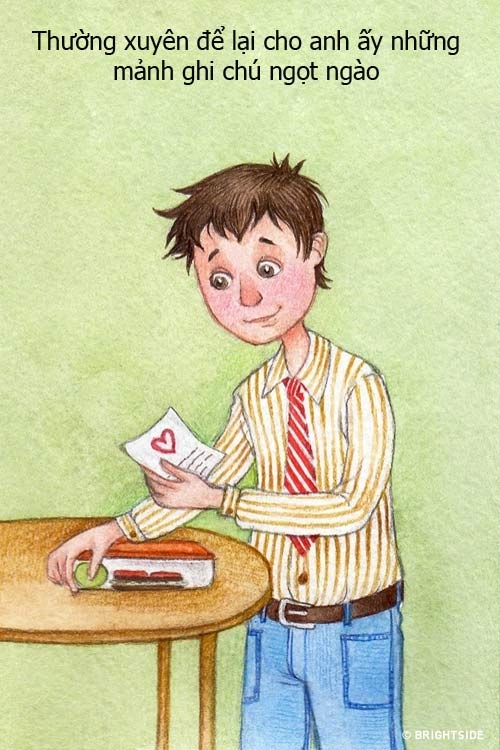 Những mảnh giấy nhớ với những lời nhắn gửi ngọt ngào hạnh phúc sẽ giúp hâm nóng tình cảm của hai người.