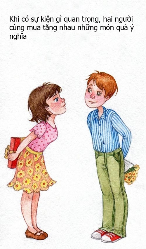 Không cần những món quà đắt tiền, chỉ đơn giản là một bó hoa, một chiếc áo cũng cho thấy sự quan tâm của hai người dành cho nhau.