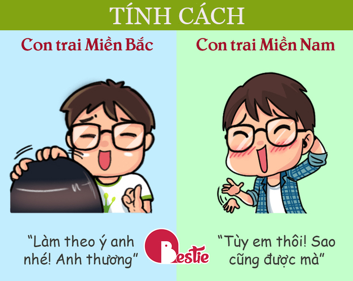 Sự khác biệt của con trai miền Bắc và con trai miền Nam