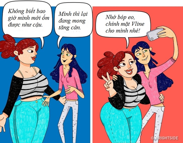 Sự khác nhau hài hước giữa nàng béo và gầy