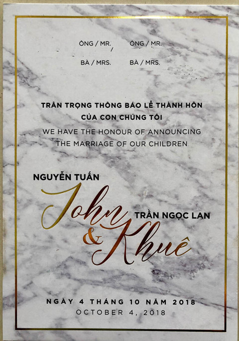 Lọat thiệp cưới độc đáo của dàn sao Việt