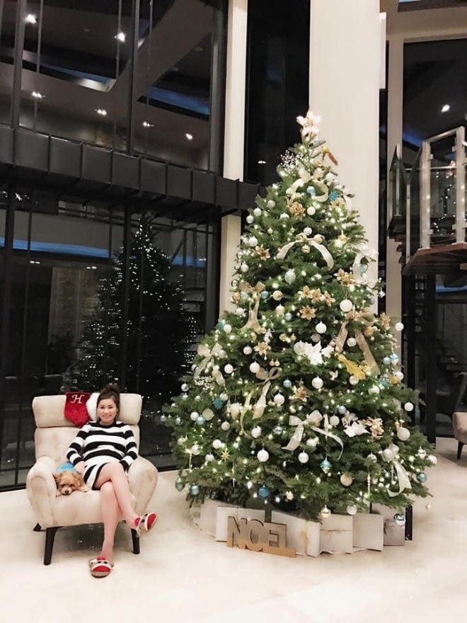 Dù bố vắng nhà, nhưng con trai Đan Trường vẫn giúp mẹ trang trí noel
