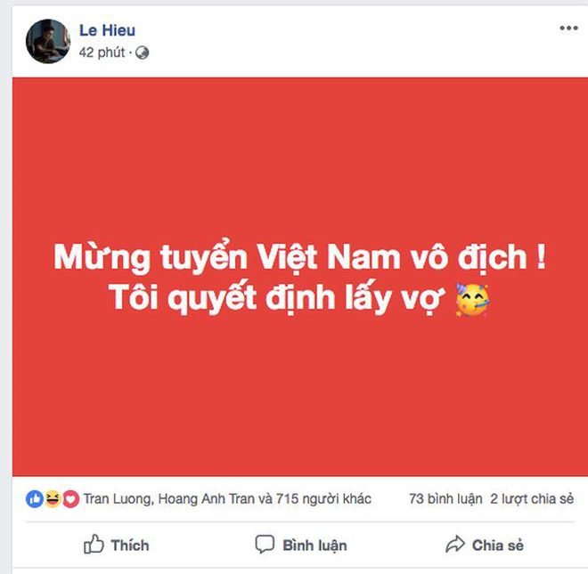Lê Hiếu lấy vợ vào cuối tháng 1 năm 2019