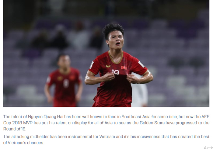 CÄM Viá»t giÃºp Quang Háº£i dáº«n Äáº§u bÃ¬nh chá»n Asian Cup trong tÃ­ch táº¯c