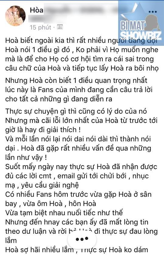 Hòa Minzy: Hòa thật sự bị điên rồi. Hòa không mắc bệnh ngôi sao