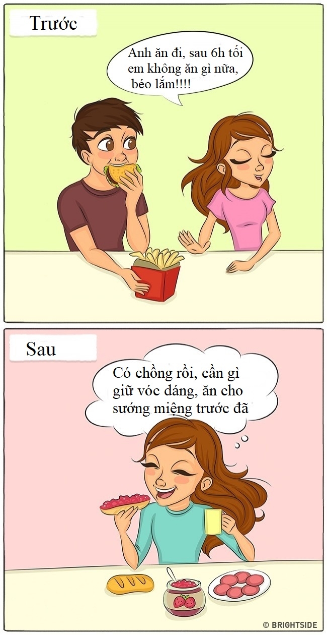 Sự khác biệt trước và sau khi kết hôn qua bộ tranh hài hước