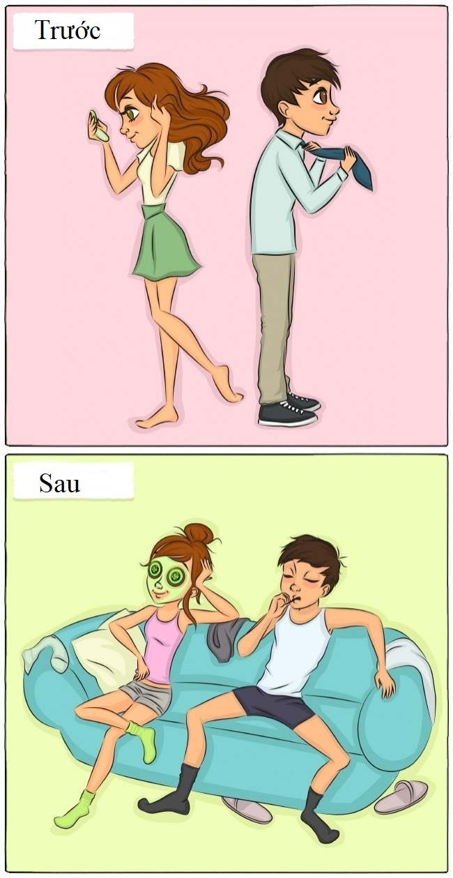 Sự khác biệt trước và sau khi kết hôn qua bộ tranh hài hước
