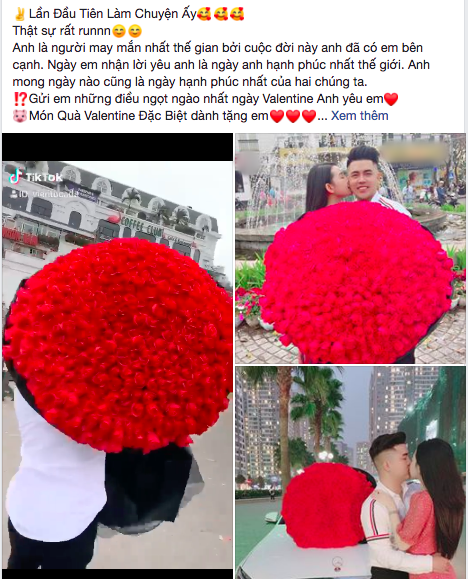 Cô gái may mắn được bạn trai tặng bó hồng 999 bông