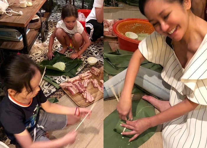 Minh Hằng và dàn sao Việt tự tay gói bánh chưng, bánh tét