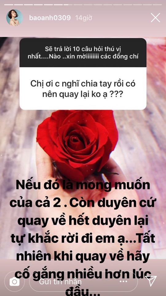 Bảo Anh chia sẻ quan điểm: Chia tay rồi có quay lại được không?