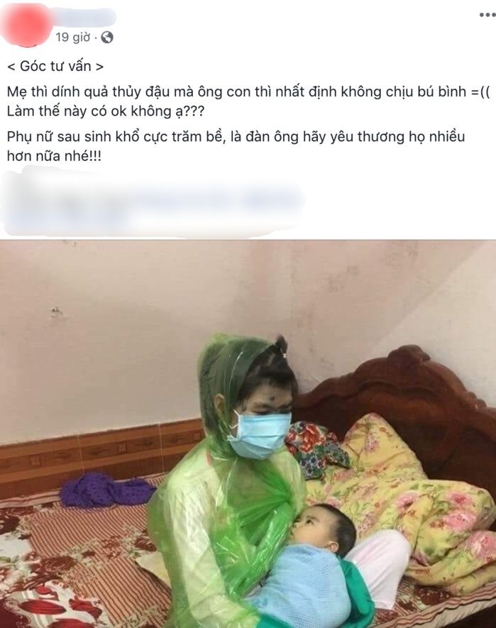 Mẹ bị thủy đậu vạch áo mưa cho con ti được CĐM chia sẻ
