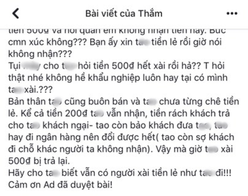 Đưa 500 đồng ra trả tiền ăn, nhân viên thằng thừng không nhận