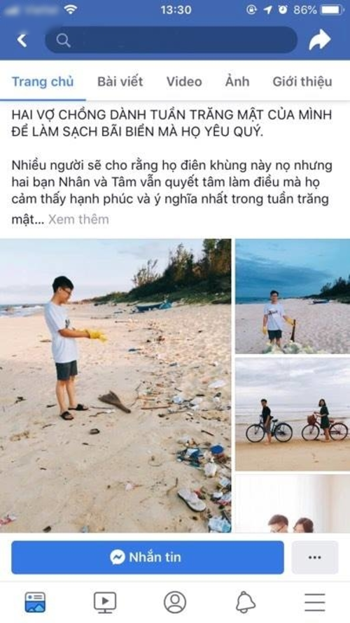 Hai vợ chồng dành tuần trăng mật của mình để hoạt động vì môi trường