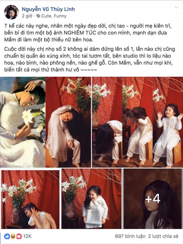 Mẹ trẻ cho con chụp bộ ảnh “thiếu nữ bên hoa huệ” và cái kết
