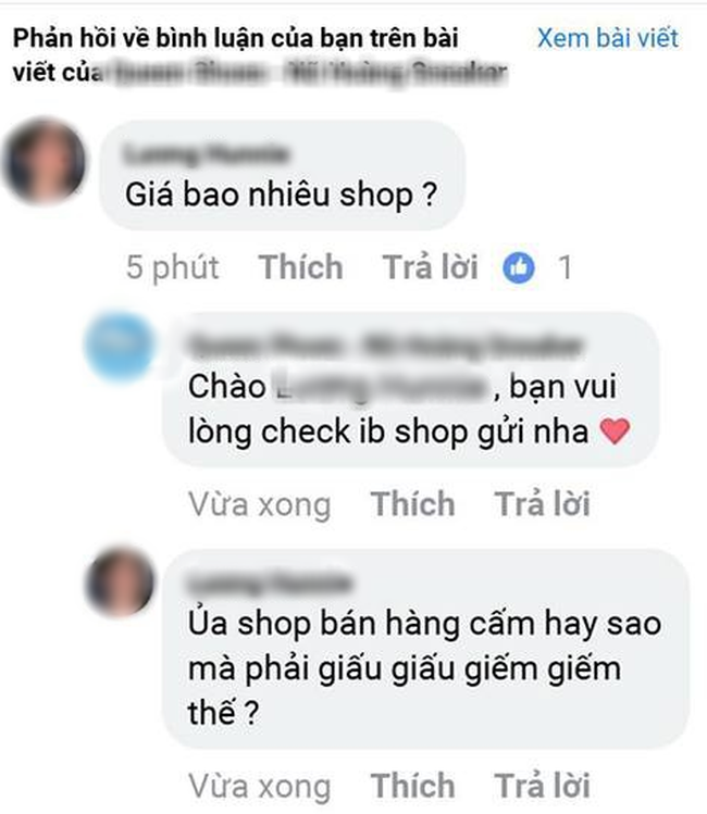 Mua hàng online mà inbox để biết giá, không dám công khai