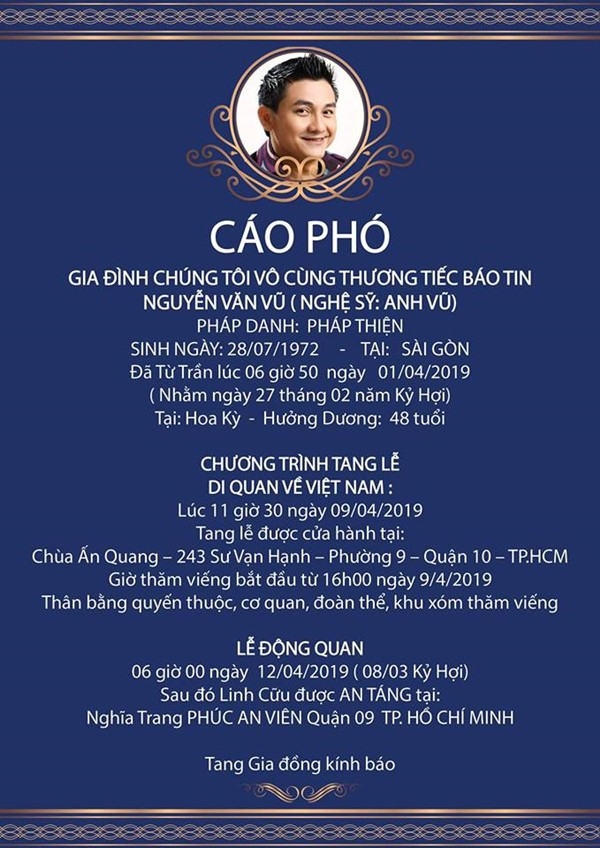 Sao Việt xót xa tiễn biệt cố nghệ sĩ tài hoa Anh Vũ