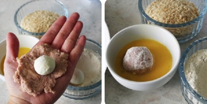 Cách làm giò sống bọc trứng cút chiên xù