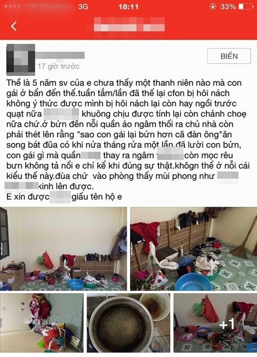 "Lời tố cáo" của một bạn nữ có bạn cùng phòng chây lười, bẩn thỉu
