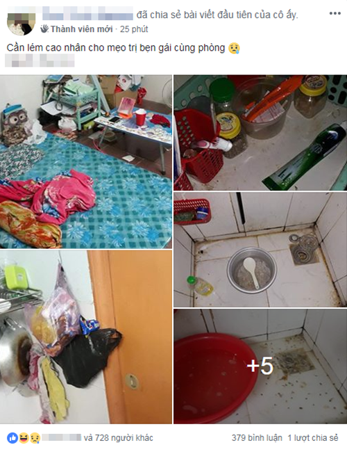 Lời "cầu cứu" của cô bạn ở ghép gặp "chúa bẩn"
