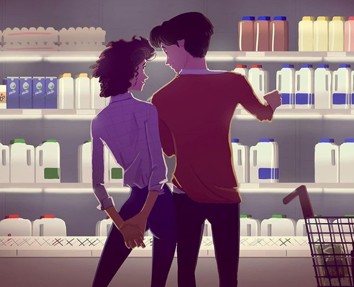 Bộ tranh miêu tả những khoảnh khắc hạnh phúc của các cặp đôi