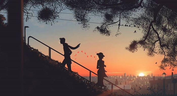 Bộ tranh miêu tả những khoảnh khắc hạnh phúc của các cặp đôi