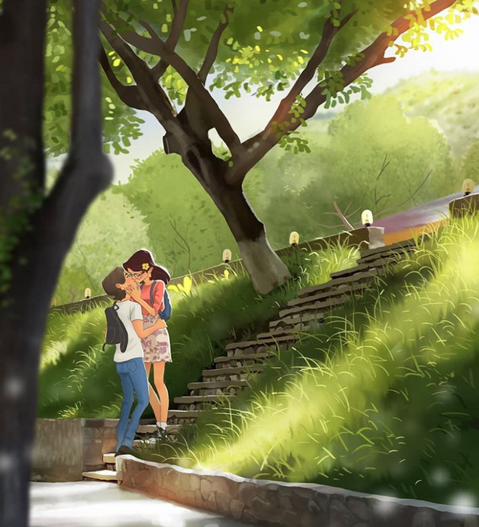 Bộ tranh miêu tả những khoảnh khắc hạnh phúc của các cặp đôi