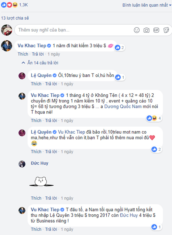 Sao Việt khốn đốn vì tin đồn thu nhập mấy chục tỷ mỗi năm