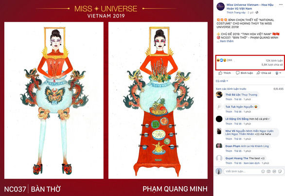 Trang phục “bàn thờ” thiết kế cho Hoàng Thùy gây tranh cãi dữ dội