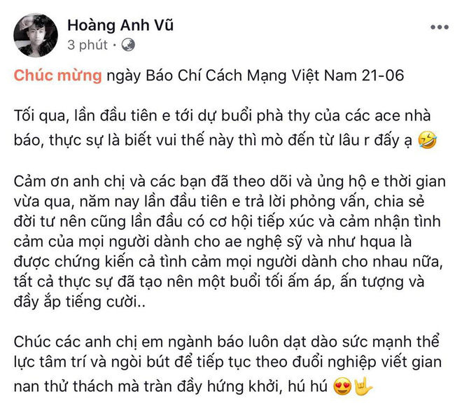 Erik và loạt sao Việt tưng bừng gửi lời chúc ngày Báo chí 21/6