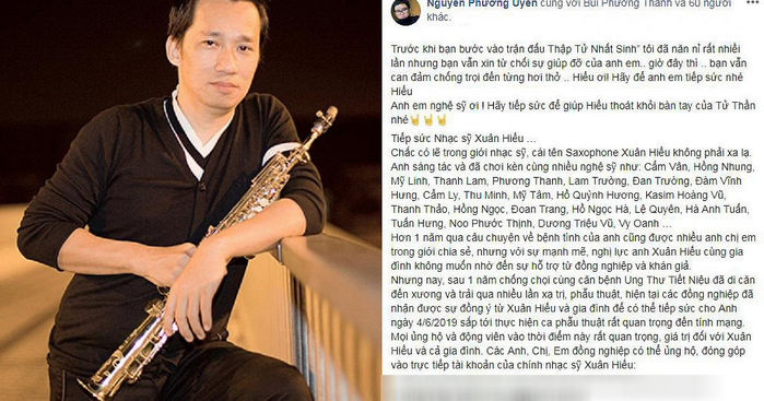Nghệ sĩ kèn saxophone Xuân Hiếu: Bán từng chiếc kèn để trị ung thư