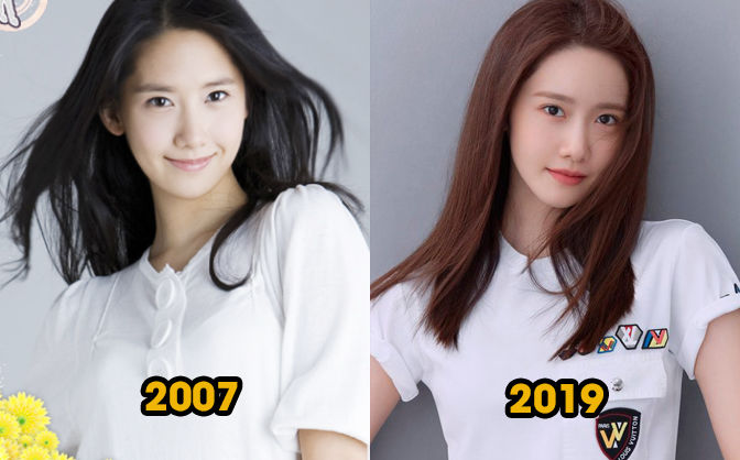 Hình ảnh so sánh nhan sắc YoonA thời mới debut và hiện tại