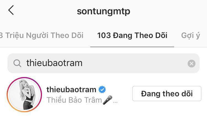 Thiều Bảo Trâm là người con gái duy nhất Sơn Tùng theo dõi