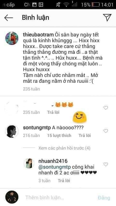 Lộ tin nhắn mùi mẫn của Sơn Tùng - Bảo Trâm 6 năm trước