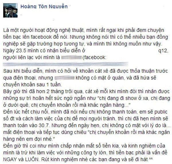 Sao Việt bị tồn nợ cát xê dài hạn