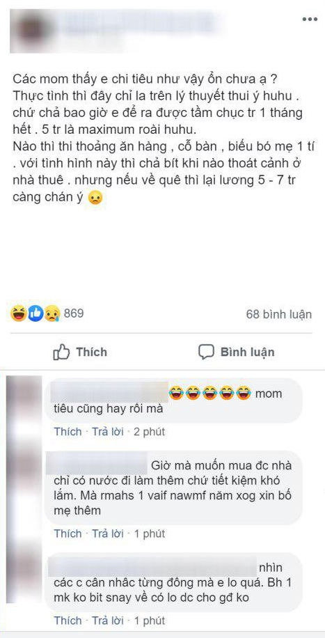 Thu nhập 24 triệu/tháng mẹ trẻ than thở vẫn không tiết kiệm được