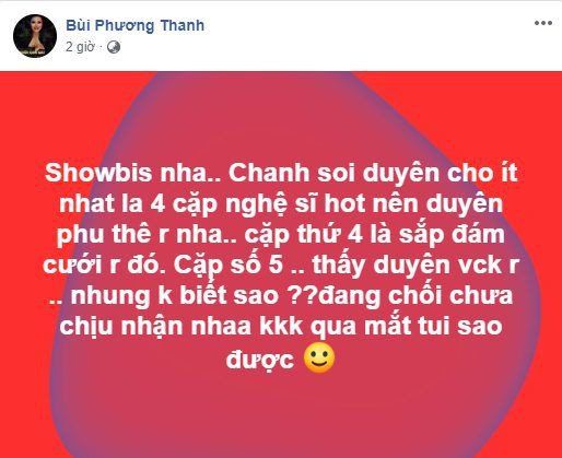 Phương Thanh: Thánh soi duyên cho các cặp đôi trong showbiz
