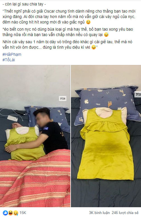 Chia tay một năm nhưng chàng trai phải ôm váy người yêu mới ngủ được