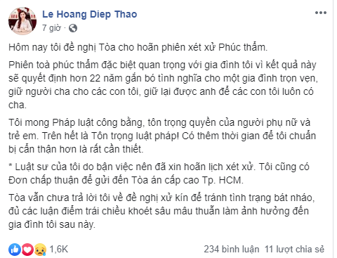 Hoãn xét xử, ông Vũ: Chuyện ly hôn đau lòng, càng nói càng không vui
