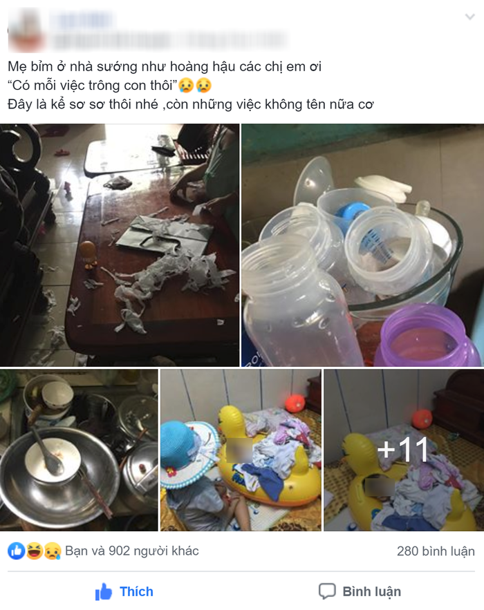 “Có mỗi việc trông con”: Chồng câm nín khi nhận được loạt ảnh từ vợ