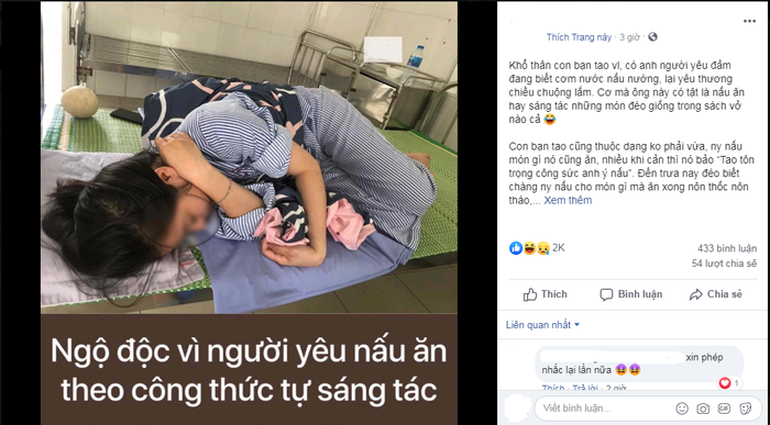 Cô gái ngộ độc vì người yêu sáng tạo công thức khi nấu ăn