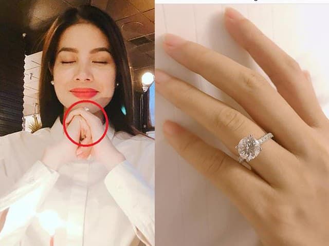 Sau nhẫn kim cương cầu hôn, Phạm Hương tiếp tục nhận nhẫn đá quý khủng