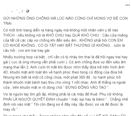 Thư gửi những ông chồng thích sinh con trai: Đừng đổ lỗi cho phụ nữ